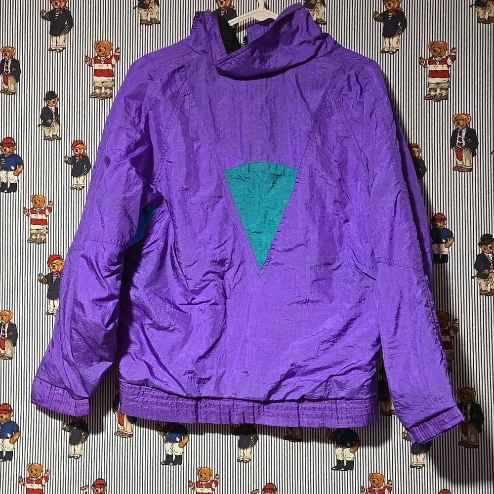 Vintage 80s Hot Spices Reversible Colorblock Ski Outdoor Jacket Purple Pink Blue